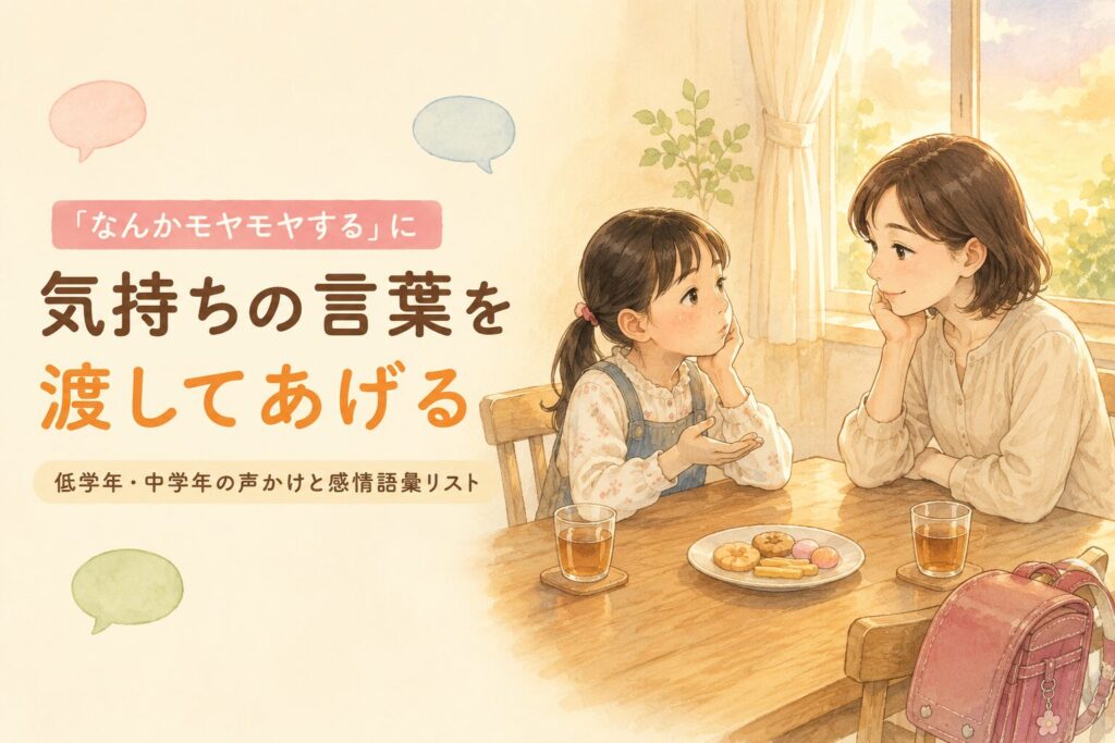 「なんかモヤモヤする」と話す子どもの気持ちに、親が言葉を添えている場面