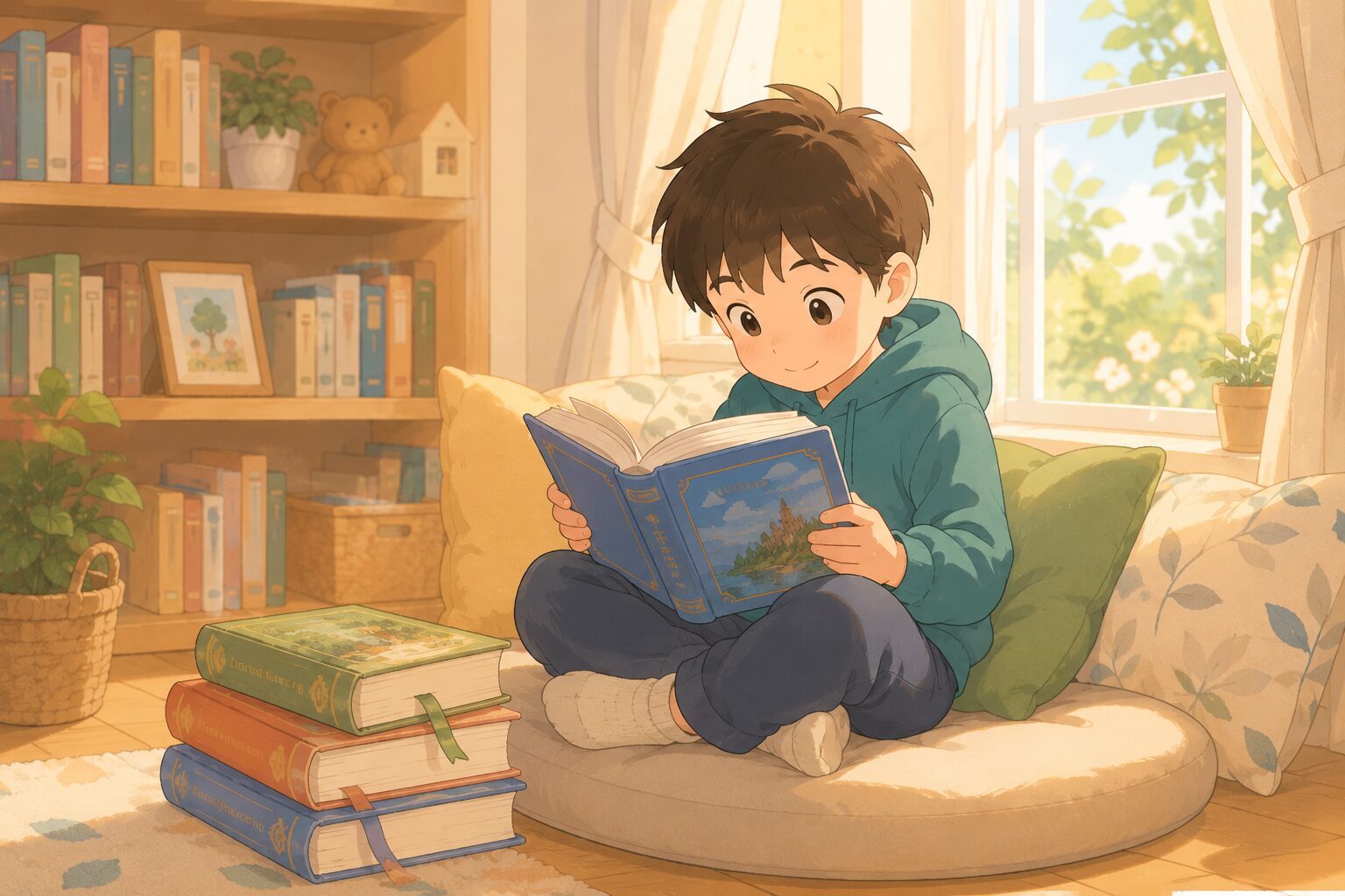読書で語彙力を育てる子どものイメージ