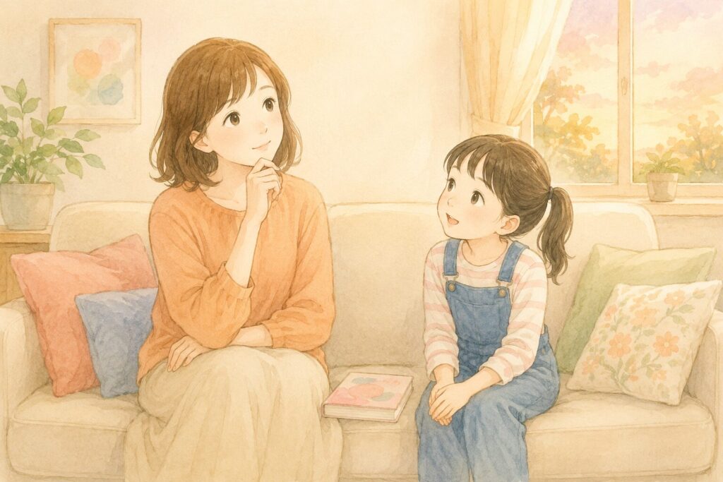 「どうして悪いことをしちゃいけないの？」と親に問いかける子ども