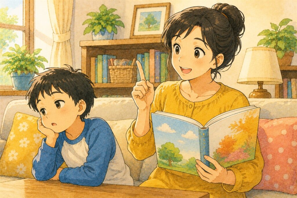 言葉の説明が長くなって、退屈そうに横を向いている子ども