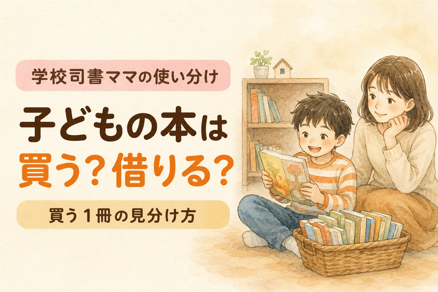 子どもの本は買うか借りるかを解説する記事のアイキャッチ画像