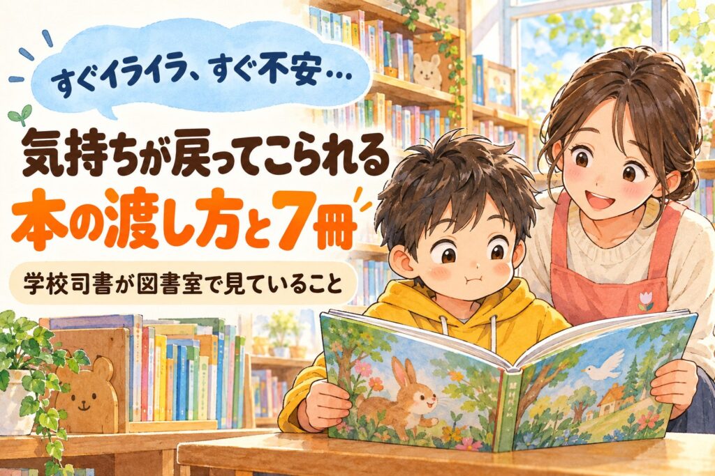すぐイライラ、すぐ不安になる子に、気持ちが戻ってこられる本の渡し方と7冊を紹介する記事のアイキャッチ