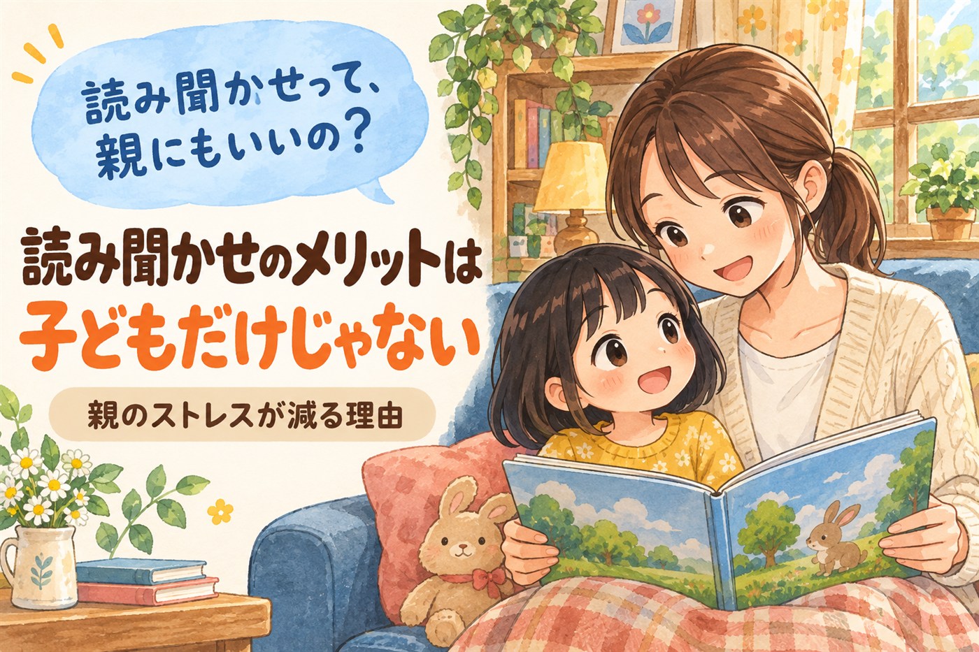 読み聞かせのメリットは子どもだけじゃないことを解説する記事のアイキャッチ